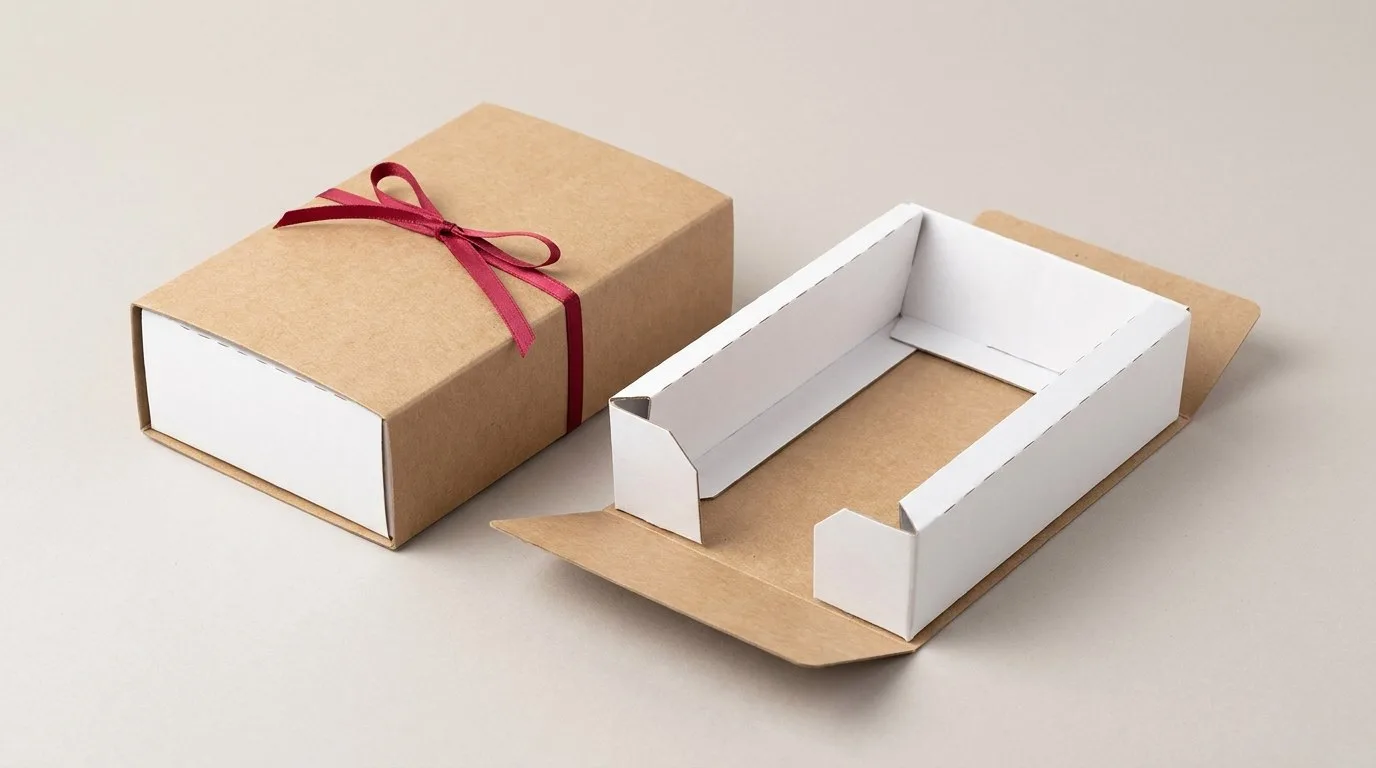 Custom Holster Boxes and Packaging, closed and open view in natural kraft and white, bulk and wholesale with no minimum order