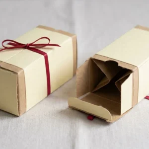Custom Juice Boxes, closed and open view in butter cream, bulk and wholesale with no minimum order