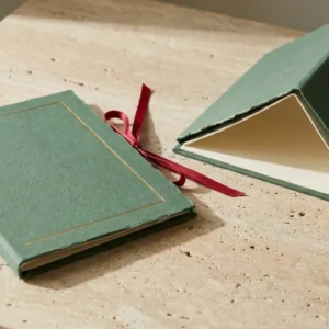 Custom Kraft Candle Dust Cover, closed and open view in deep sage green, bulk and wholesale with no minimum order