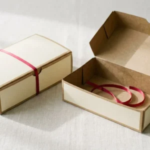Custom Kraft Donut Boxes, closed and open view in butter cream, bulk and wholesale with no minimum order