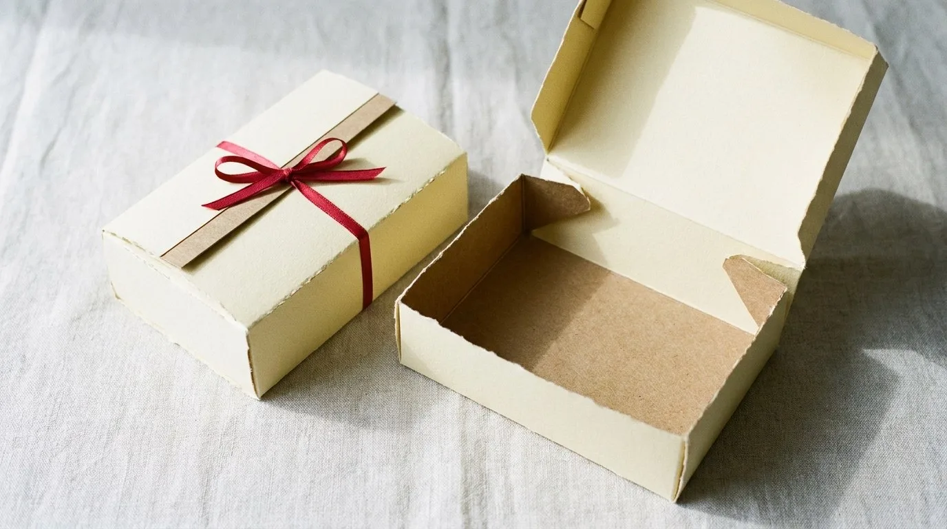 Custom Kraft Take Out Boxes, closed and open view in butter cream, bulk and wholesale with no minimum order