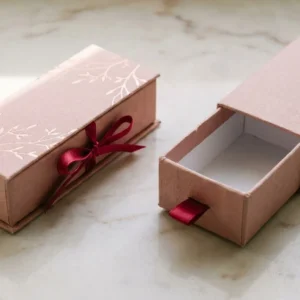 Custom Lipstick Boxes, closed and open view in soft blush pink, bulk and wholesale with no minimum order