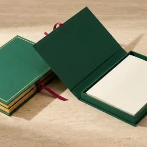 Custom Magazine Printing, closed and open view in deep emerald green, bulk and wholesale with no minimum order
