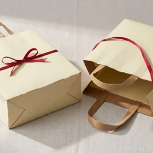 Custom Meal Packaging Bags, closed and open view in butter cream, bulk and wholesale with no minimum order
