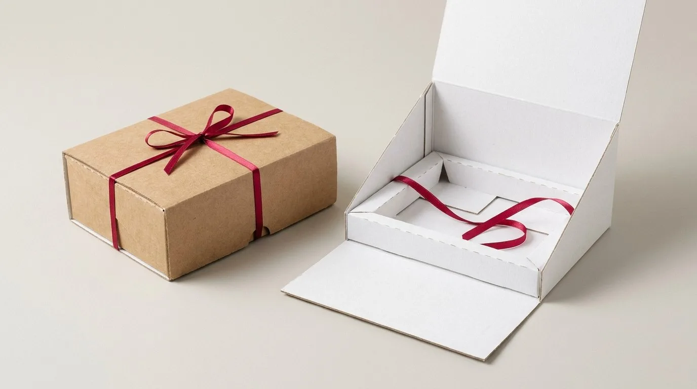 Custom Medicine Display Boxes, closed and open view in natural kraft and white, bulk and wholesale with no minimum order