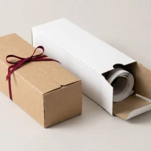 Custom Movie Posters, closed and open view in natural kraft and white, bulk and wholesale with no minimum order