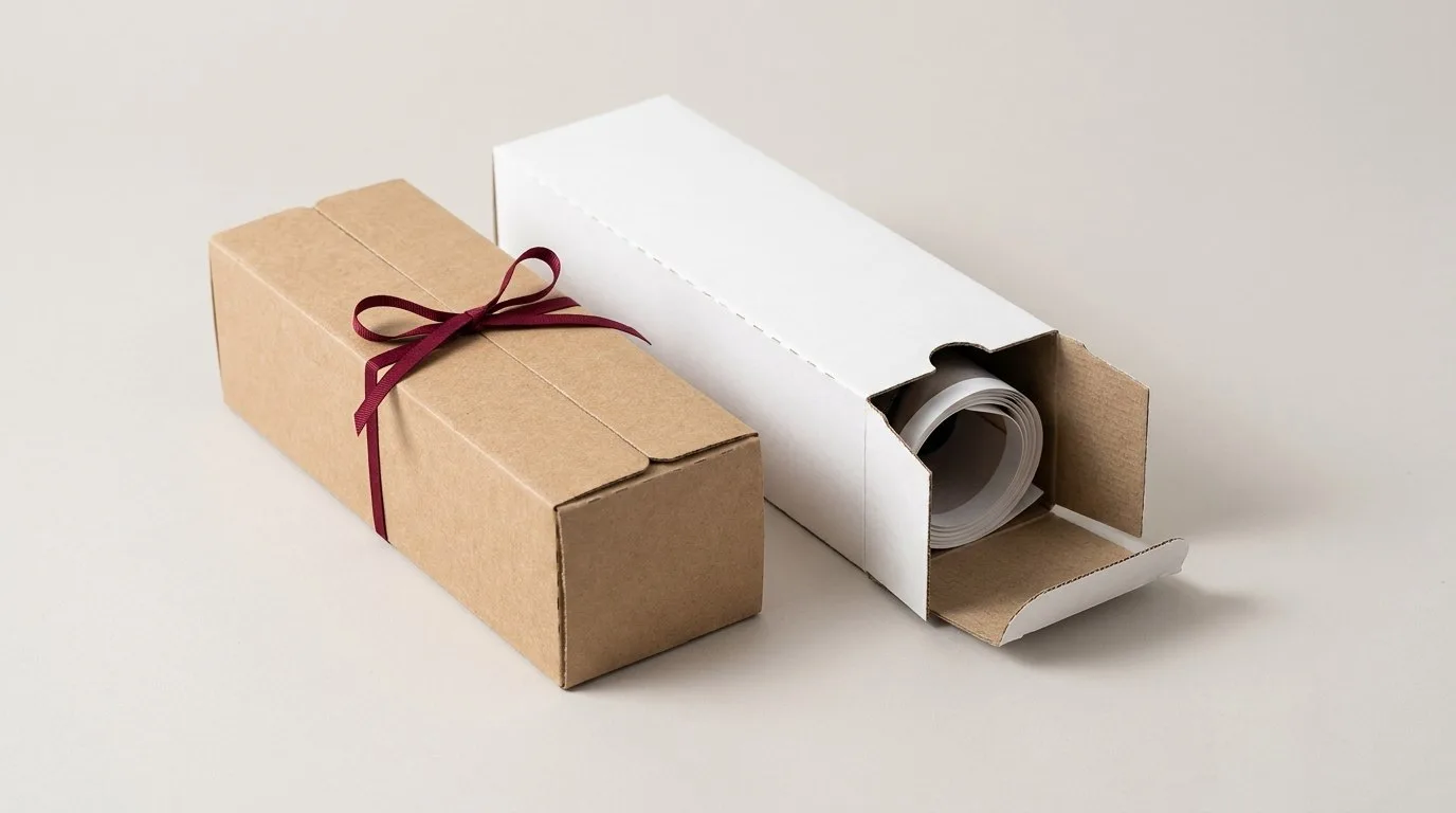 Custom Movie Posters, closed and open view in natural kraft and white, bulk and wholesale with no minimum order