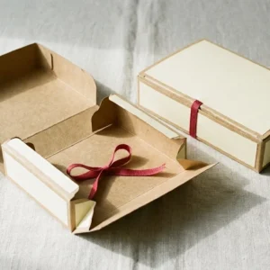 Custom Pancake boxes, closed and open view in butter cream, bulk and wholesale with no minimum order