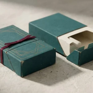 Custom Paper Cigarette Boxes, closed and open view in deep teal, bulk and wholesale with no minimum order