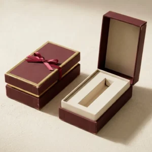 Custom Perfume Atomizer, closed and open view in oxblood burgundy, bulk and wholesale with no minimum order