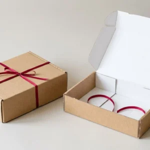 Custom Pet Subscription Boxes, closed and open view in natural kraft and white, bulk and wholesale with no minimum order