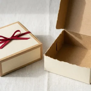 Custom Pie Boxes, closed and open view in butter cream, bulk and wholesale with no minimum order