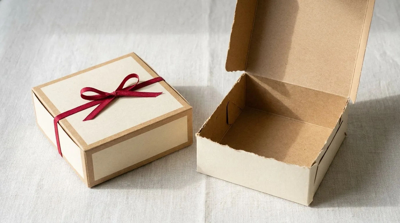 Custom Pie Boxes, closed and open view in butter cream, bulk and wholesale with no minimum order