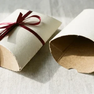 Custom Pillow Candy Boxes, closed and open view in butter cream, bulk and wholesale with no minimum order