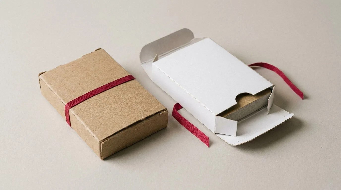 Custom Playing Card Boxes, closed and open view in natural kraft and white, bulk and wholesale with no minimum order