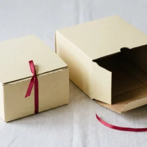 Custom Printed Coffee Boxes, closed and open view in butter cream, bulk and wholesale with no minimum order