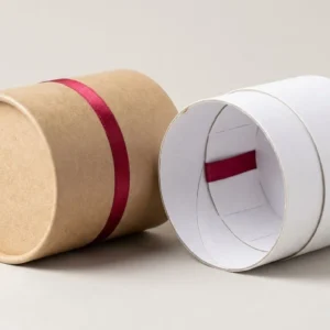 Custom Shrink Sleeves, closed and open view in natural kraft and white, bulk and wholesale with no minimum order