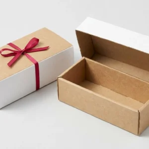 Custom Sunglass Packaging, closed and open view in natural kraft and white, bulk and wholesale with no minimum order