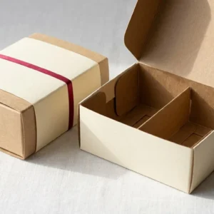 Custom Tea Boxes, closed and open view in butter cream, bulk and wholesale with no minimum order