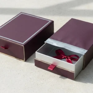 Custom THC Vape Boxes, closed and open view in deep plum, bulk and wholesale with no minimum order