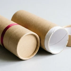 Custom Tube Packaging, closed and open view in natural kraft and white, bulk and wholesale with no minimum order