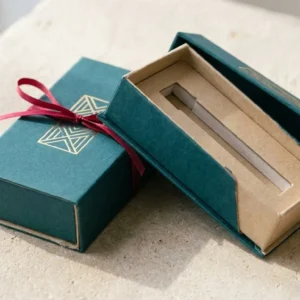 Custom Vape Boxes, closed and open view in deep teal, bulk and wholesale with no minimum order
