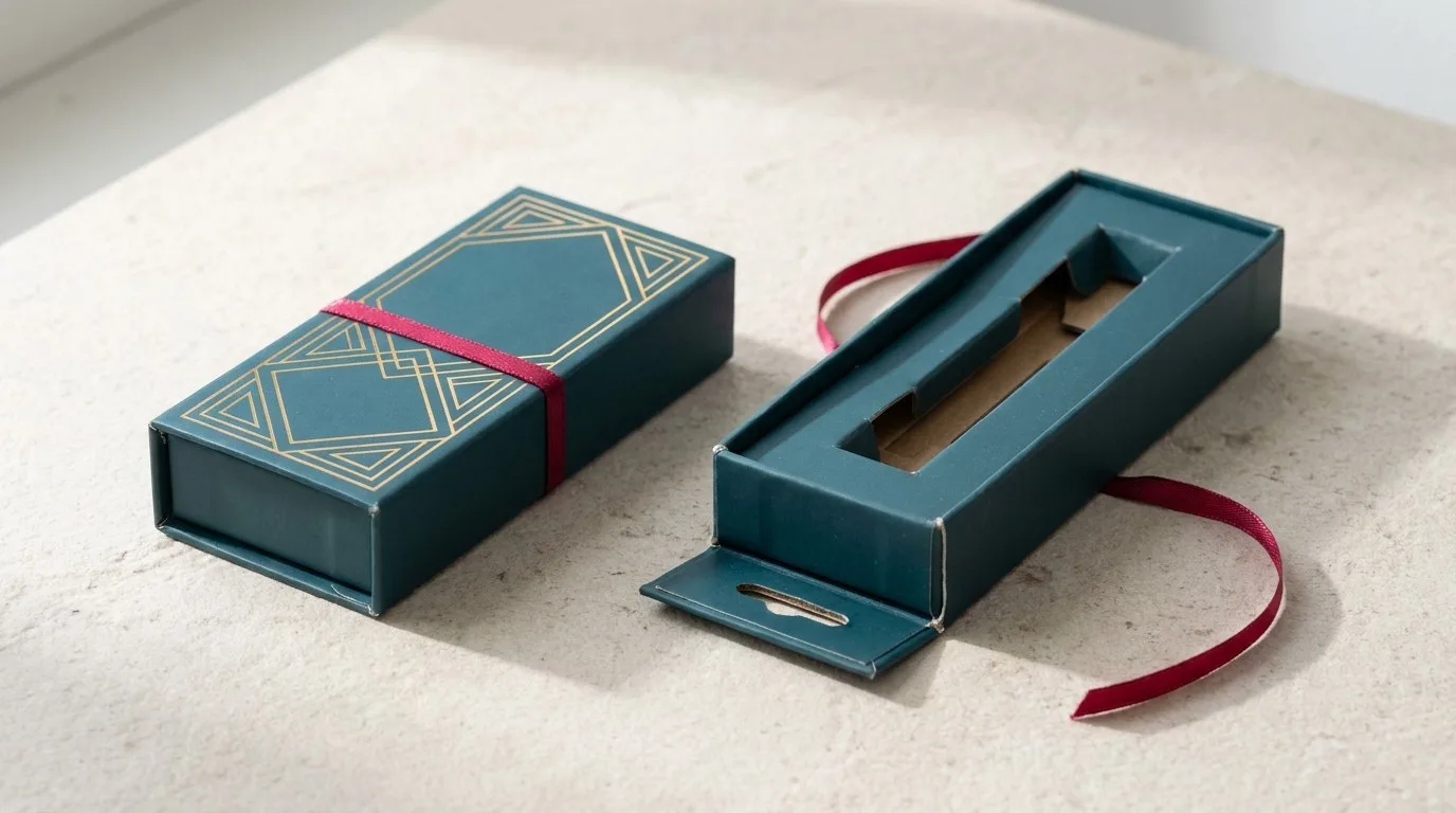 Custom Vape Cartridge Packaging, closed and open view in deep teal, bulk and wholesale with no minimum order