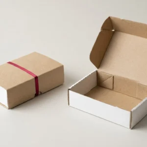 Custom White Label Packaging, closed and open view in natural kraft and white, bulk and wholesale with no minimum order