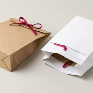 Custom Zip Lock Paper Bags, closed and open view in natural kraft and white, bulk and wholesale with no minimum order