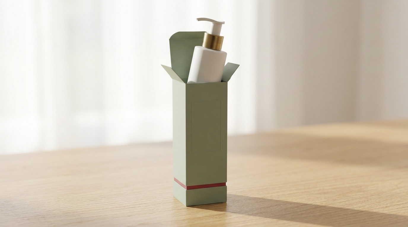 A slim sage carton with a plain sanitizer bottle half withdrawn