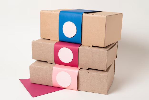 Custom printed boxes with vibrant designs and brand logos.