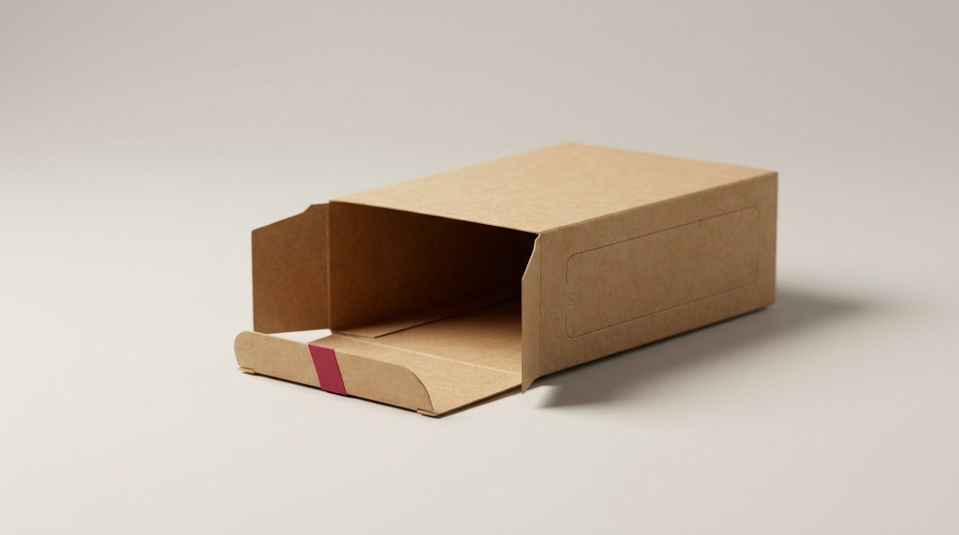 A kraft straight tuck end carton opened at the top with the front flap folded down